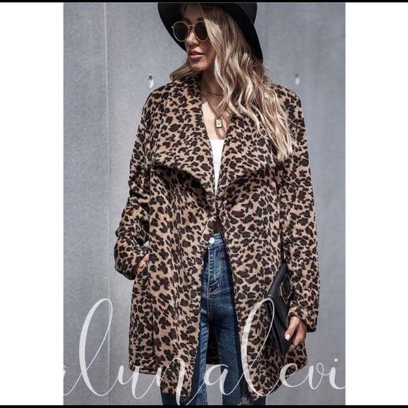 New! Faux Fur Leopard Print Soft Coat Jacket - Picture 4 of 4